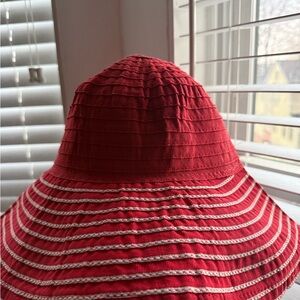 Barneys New York Red Ribbed Sun Hat